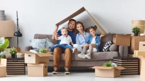 Family under the toy roof