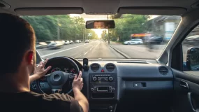 man with head on steering wheel upset getting pulled over my police officer